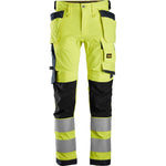 Snickers AW stretch bukser med hylsterlommer Hi - Vis gul/navy 6243 - Sikkerhedsgiganten