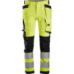 Snickers AW stretch bukser med hylsterlommer Hi - Vis gul/sort 6243 - Sikkerhedsgiganten