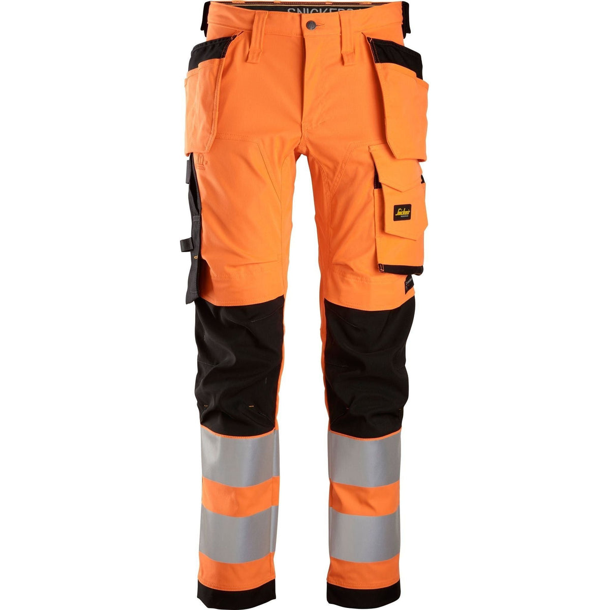 Snickers AW stretch bukser med hylsterlommer Hi - Vis orange/sort 6243 - Sikkerhedsgiganten