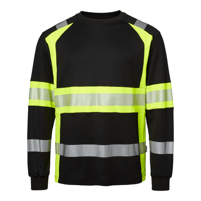 Top Swede langærmet T-shirt Sort/Hi - Vis Gul 601 - Sikkerhedsgiganten T-shirts