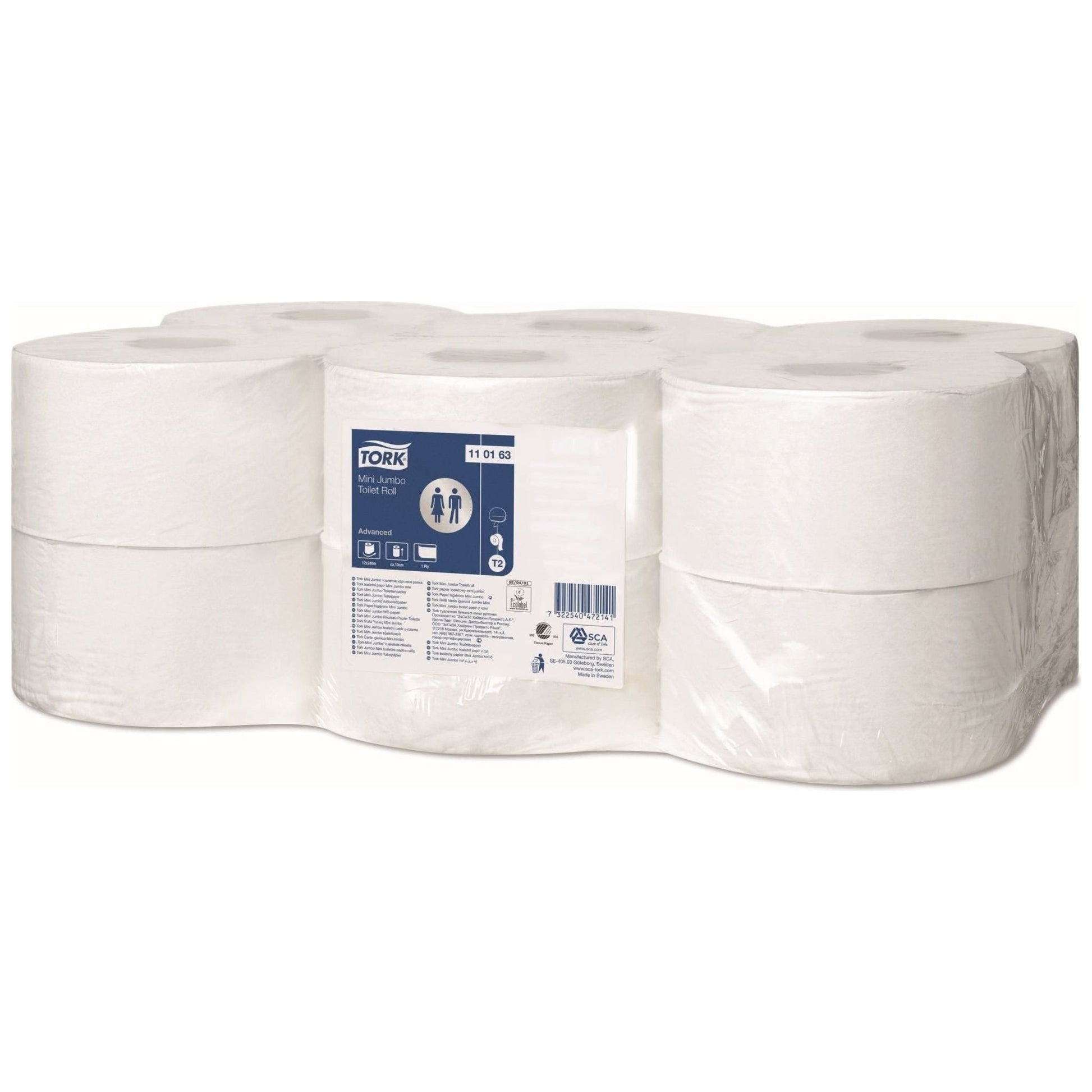 Tork 110163 Advanced mini jumbo toiletpapir 1 lag 12 ruller T2 240 meter - Sikkerhedsgiganten