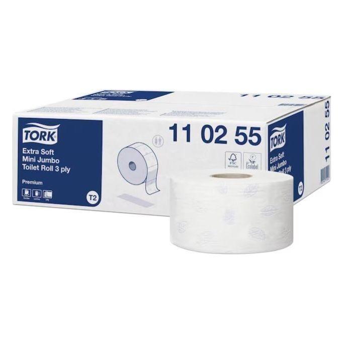 Tork 110255 Premium extra soft mini jumbo toiletpapir 3 lag 12 ruller T2 120 meter - Sikkerhedsgiganten