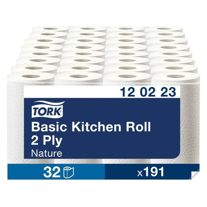 Tork 120223 køkkenrulle Basic extra natur 2 lag 184 ark 32 ruller - Sikkerhedsgiganten