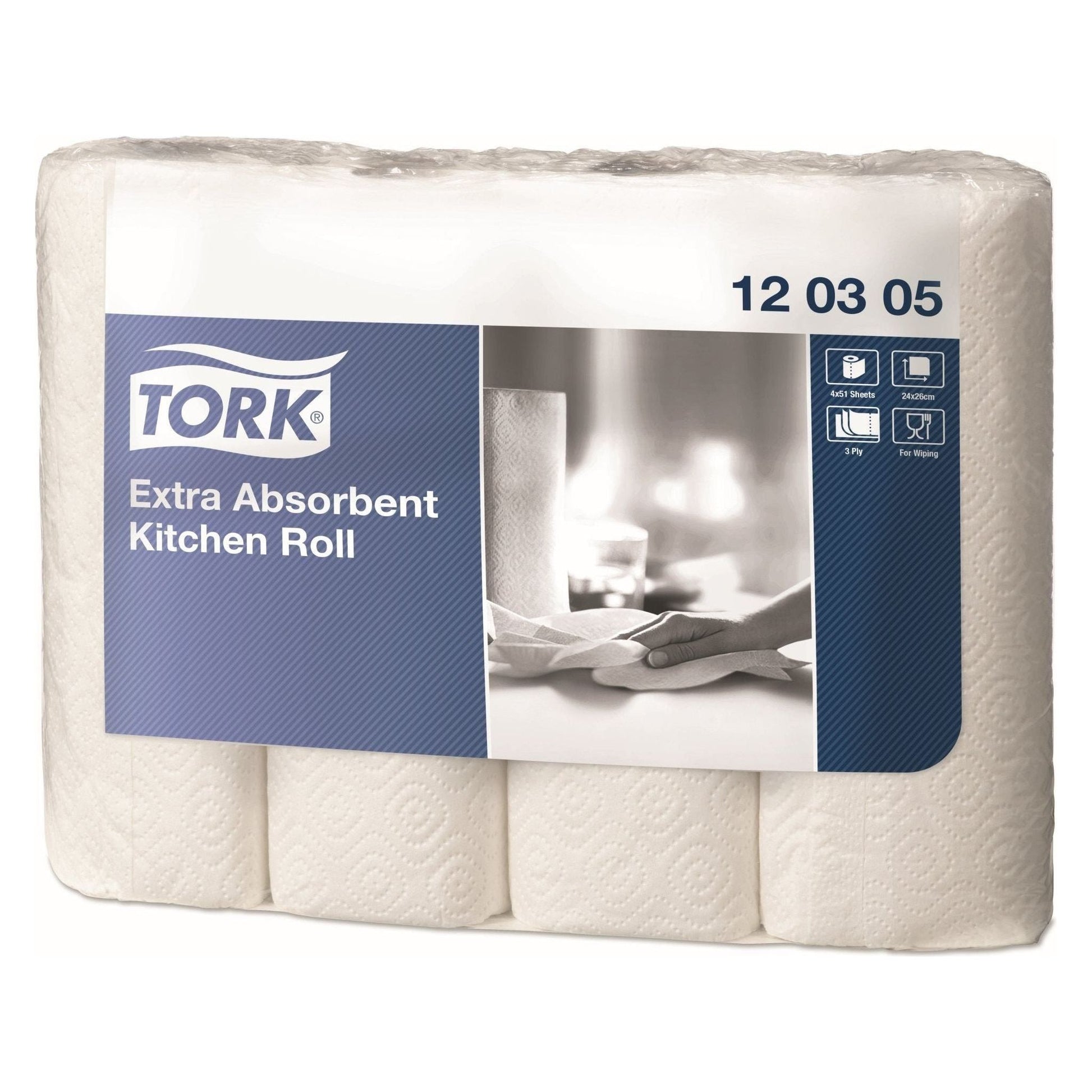 Tork 120305 køkkenrulle extra soft hvid 3 lag 51 ark 48 ruller - Sikkerhedsgiganten