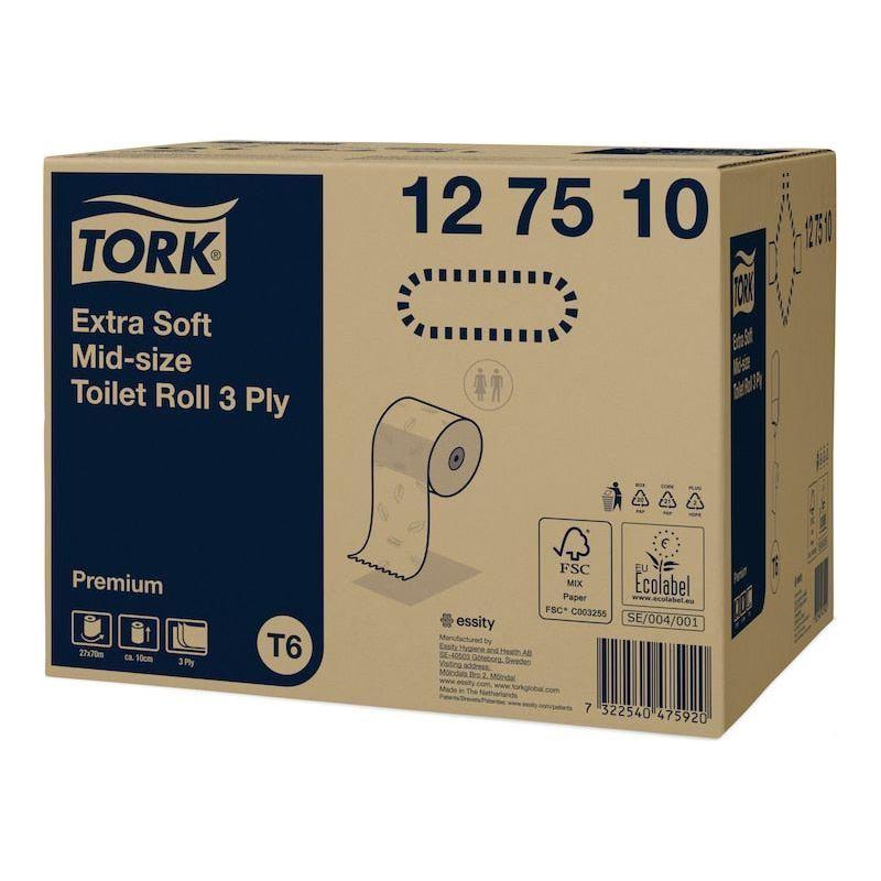 Tork 127510 Premium extra soft midi toiletpapir 3 lag 27 ruller T6 - Sikkerhedsgiganten