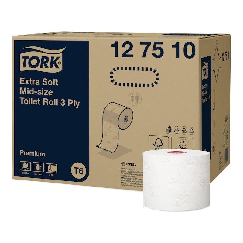 Tork 127510 Premium extra soft midi toiletpapir 3 lag 27 ruller T6 - Sikkerhedsgiganten