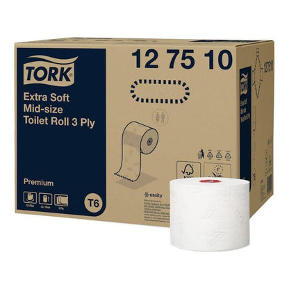 Tork 127510 Premium extra soft midi toiletpapir 3 lag 27 ruller T6 - Sikkerhedsgiganten