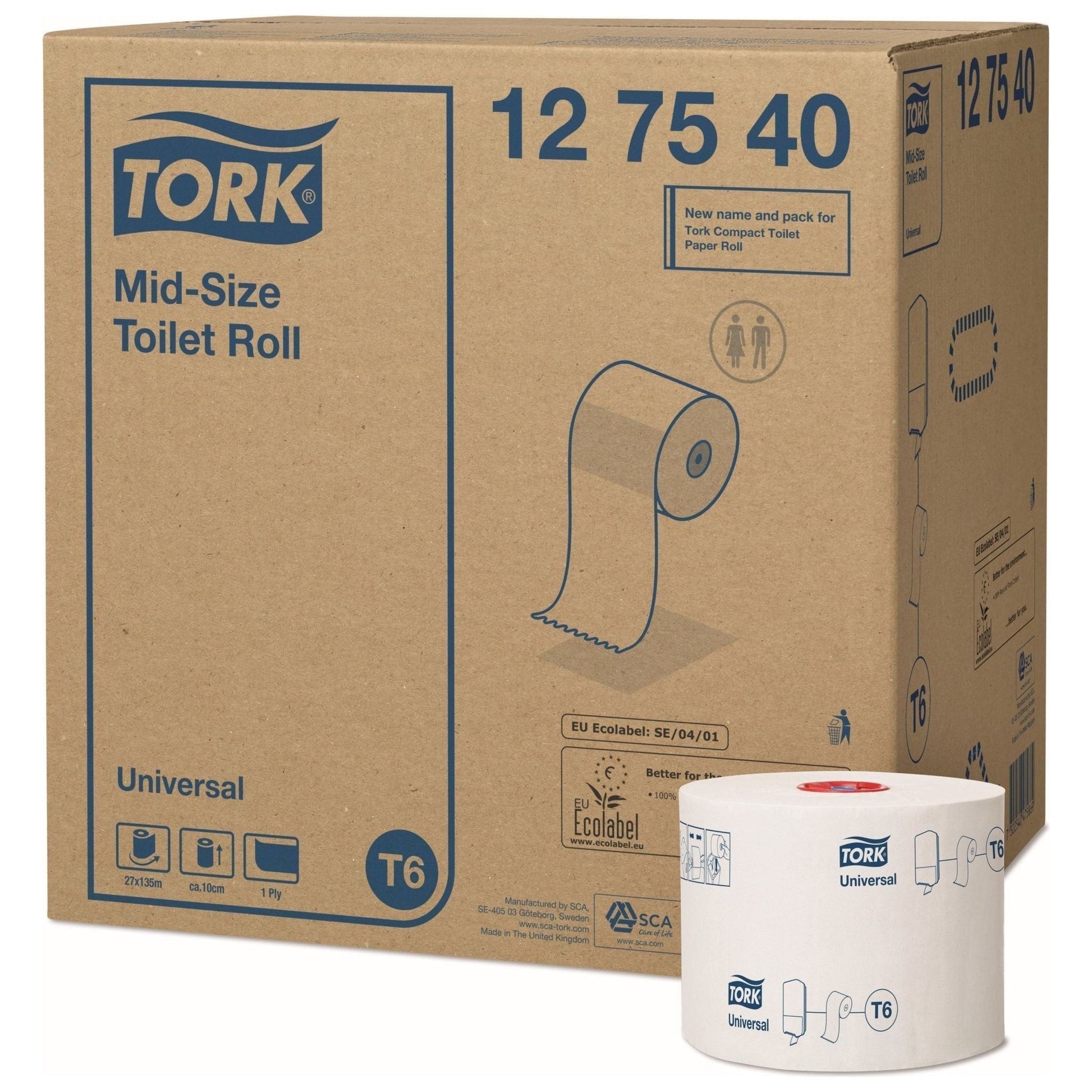 Tork 127540 Universal midi toiletpapir 1 lag 27 ruller T6 - Sikkerhedsgiganten