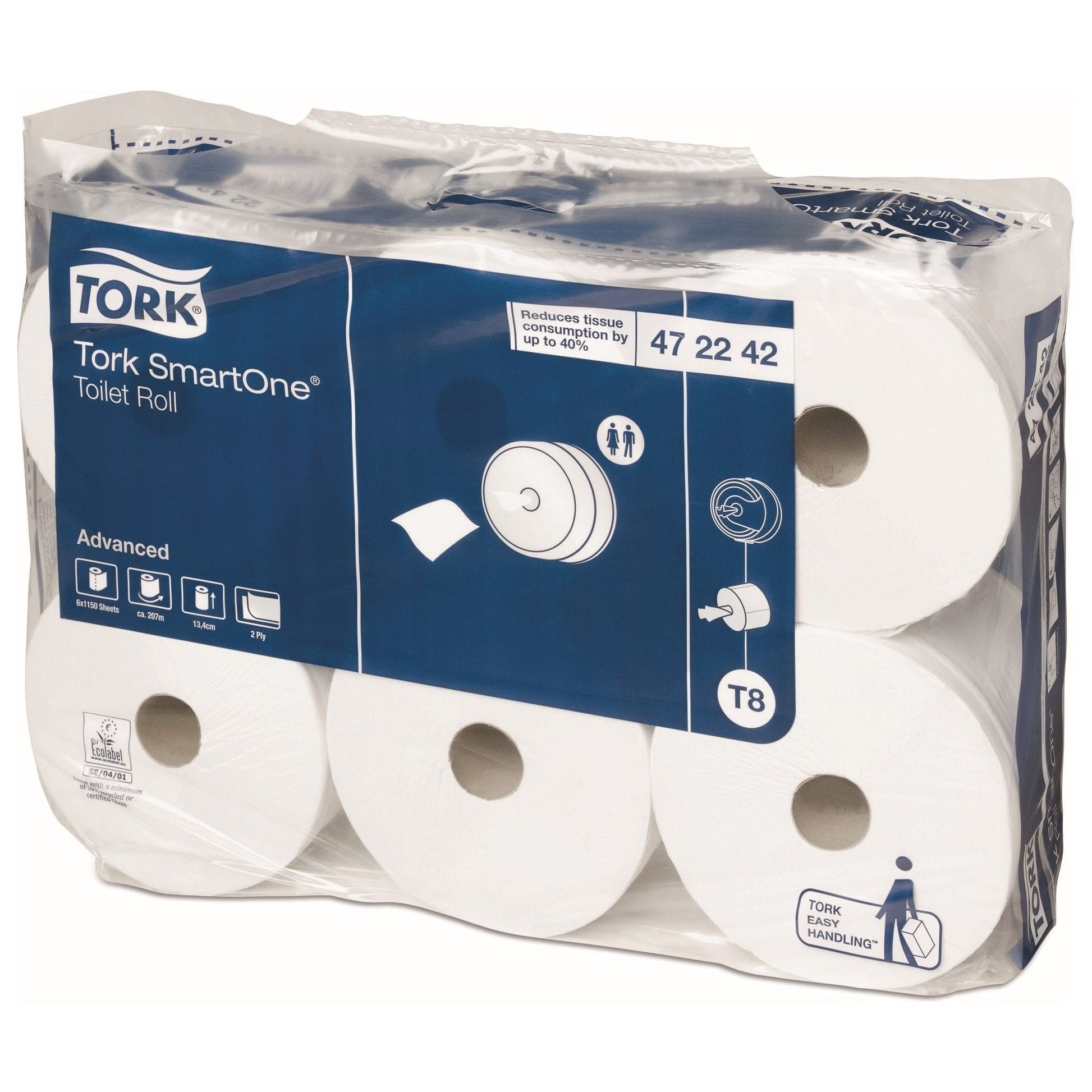 Tork Advanced SmartOne toiletpapir 2 lag 6 ruller T8 472242 - Sikkerhedsgiganten