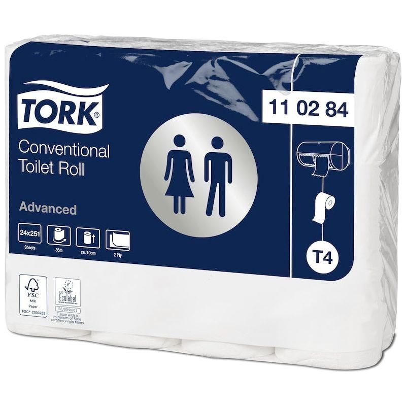 Tork Advanced toiletpapir hvid 2 lag 24 ruller 110284 T4 - Sikkerhedsgiganten