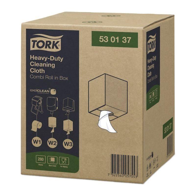 Tork aftørringsklud 530137 kombirulle hvid 106 meter 280 ark W1/W2/W3 - Sikkerhedsgiganten