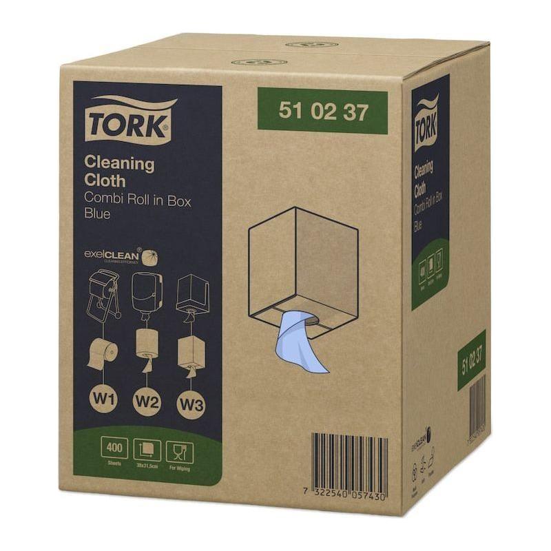 Tork aftørringsklud i box 510237 blå 152 meter 400 ark W1/W2/W3 - Sikkerhedsgiganten