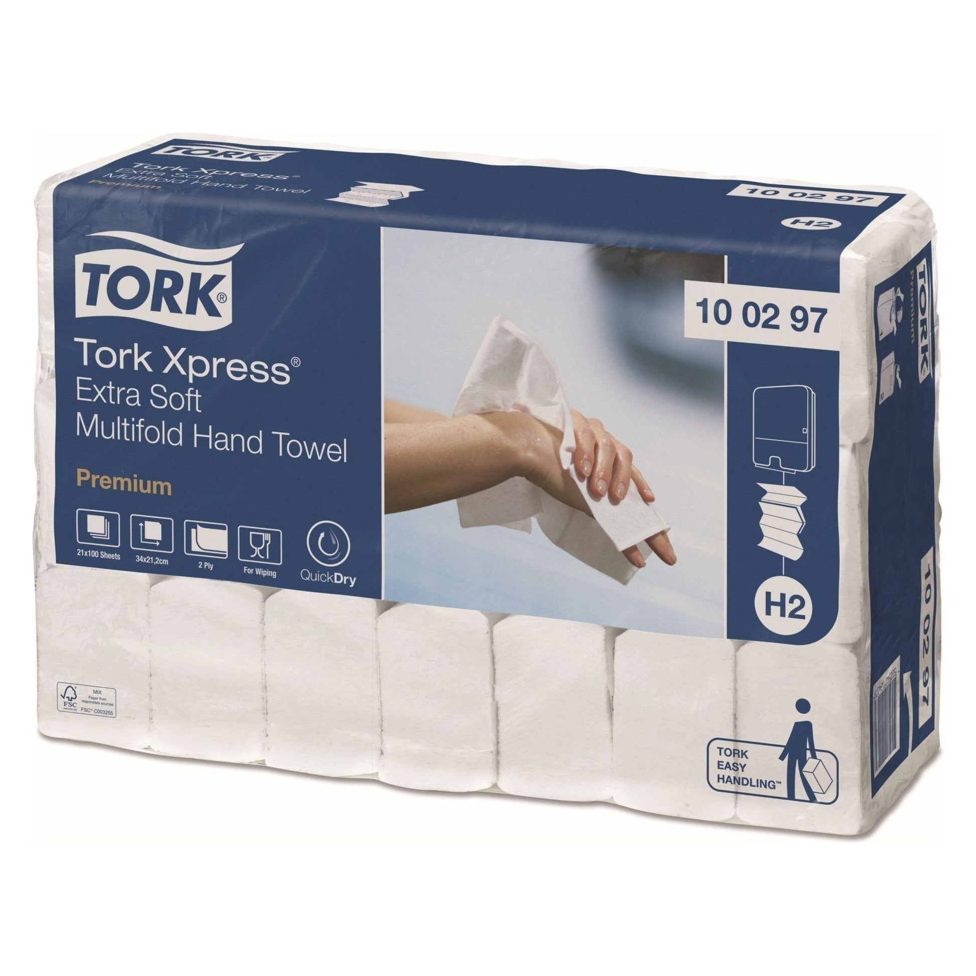 Tork Express Premium extra soft håndklædeark 100297 2 - lag hvid 2100 ark H2 - Sikkerhedsgiganten