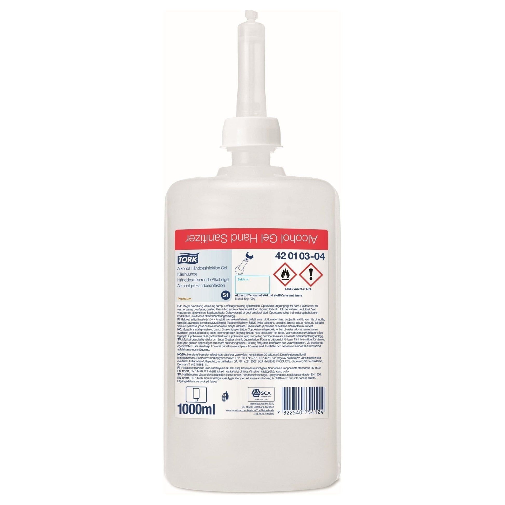 Tork Premium Alkohol hånddesinfektions gel 1000 ml S1 420106 - Sikkerhedsgiganten