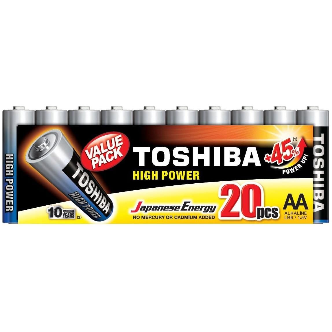 Toshiba Alkaline High Power AA 20 stk - Sikkerhedsgiganten