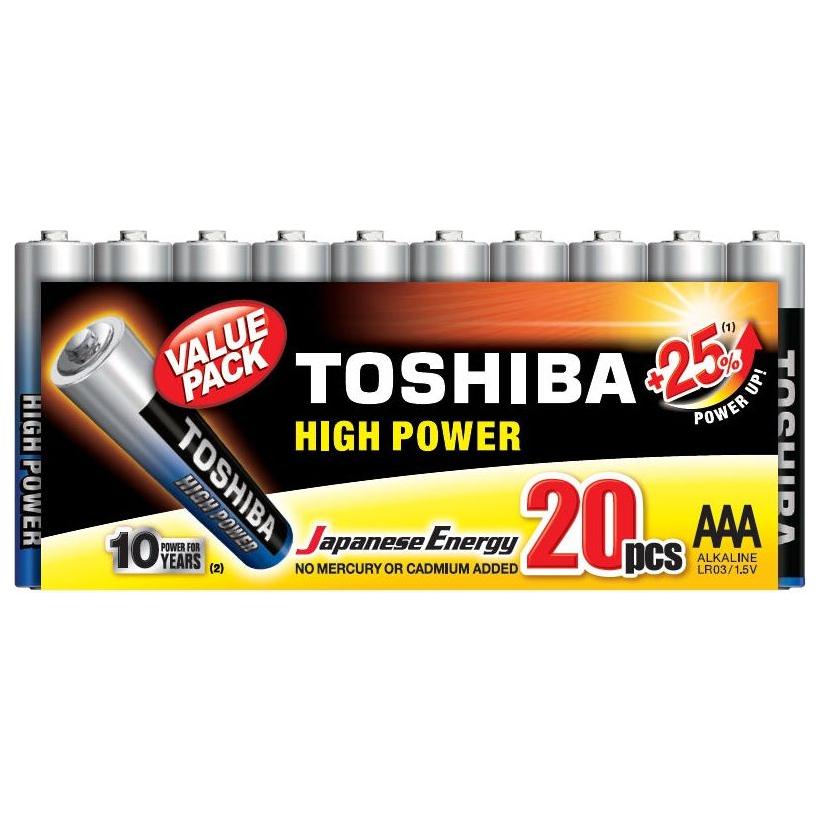 Toshiba Alkaline High Power AAA 20 stk - Sikkerhedsgiganten