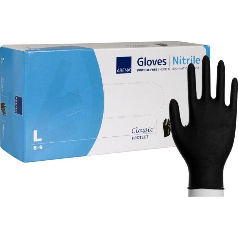 Undersøgelseshandske, ABENA Classic Protect, sort, nitril, pudderfri - Sikkerhedsgiganten