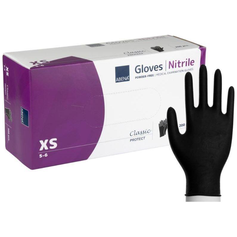 Undersøgelseshandske, ABENA Classic Protect, sort, nitril, pudderfri - Sikkerhedsgiganten