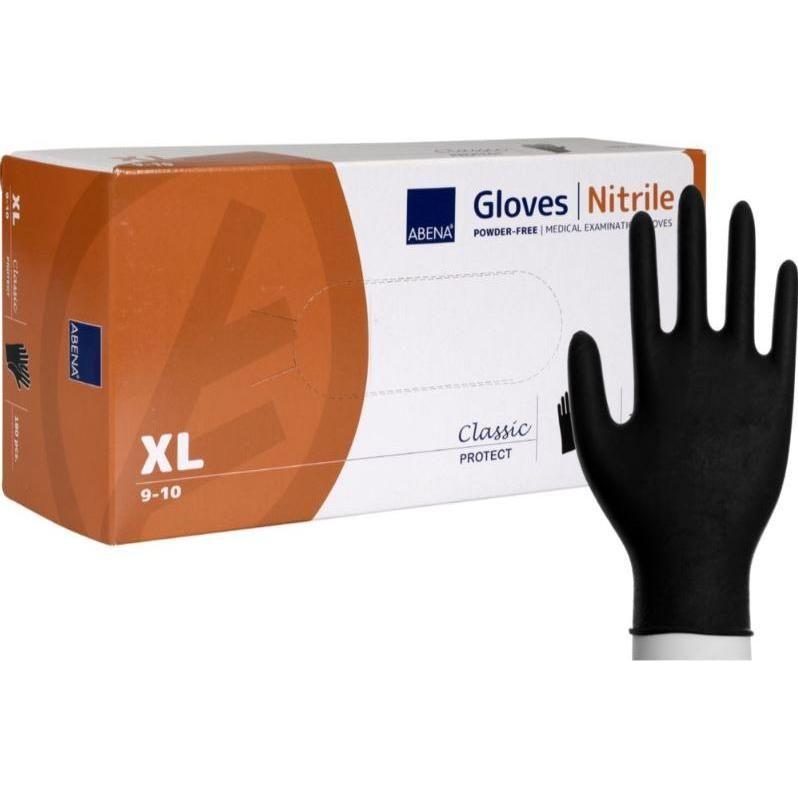 Undersøgelseshandske, ABENA Classic Protect, sort, nitril, pudderfri - Sikkerhedsgiganten