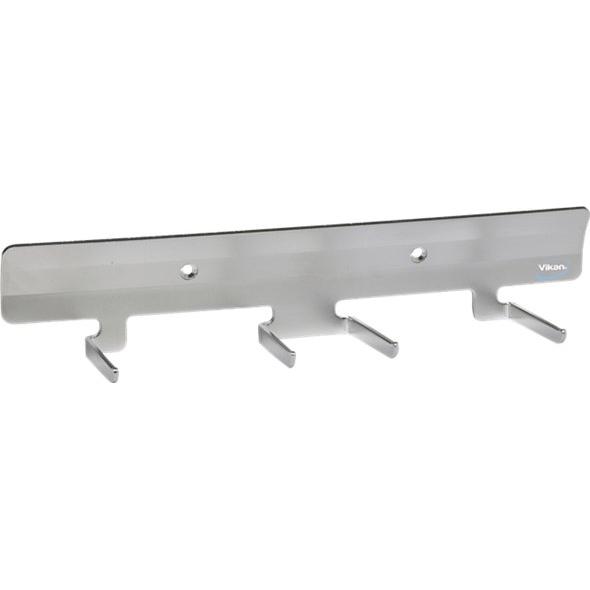 Vægophæng til redskaber, Vikan, 32x8x6,5cm, grå, rustfrit stål, 4 redskaber - Sikkerhedsgiganten