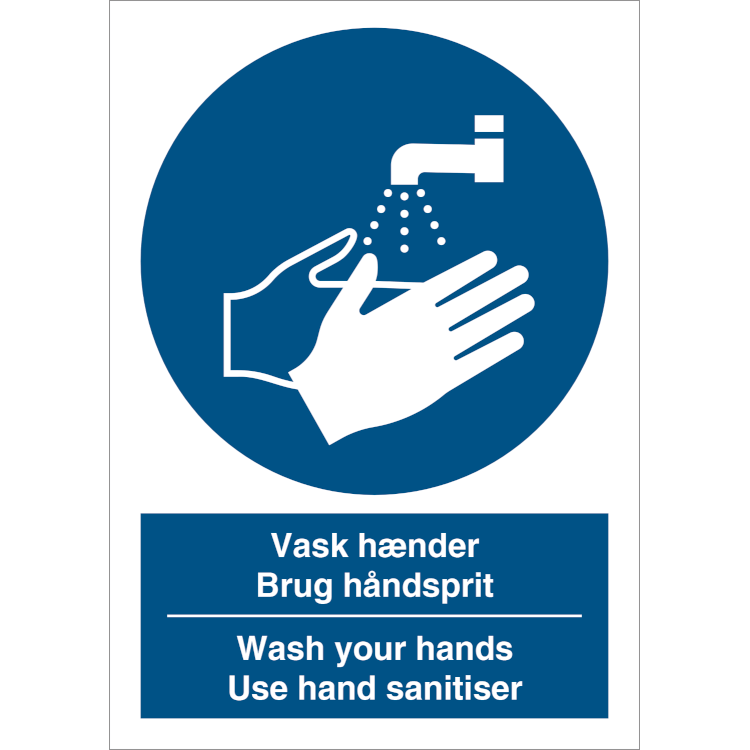 Vask hænder - Brug håndsprit / Wash your hands - Use hand sanitiser - Sikkerhedsgiganten