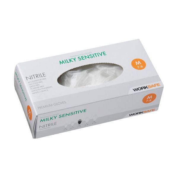 Worksafe Milky sensitive nitrilhandsker Nitril acceleratorfri pudderfri 150 stk/pk - Sikkerhedsgiganten