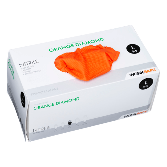 Worksafe Orange Diamond Glove Nitrile 100 stk. - Sikkerhedsgiganten Handsker