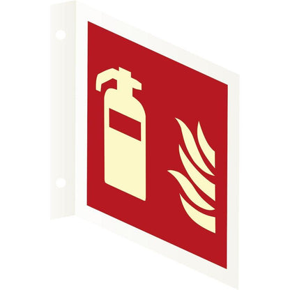 L sign Fire extinguisher w/text luminous aluminum 200 x 200 mm