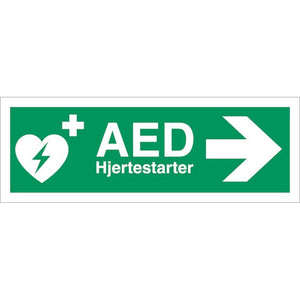 Skilt AED Hjertestarter højre 401626