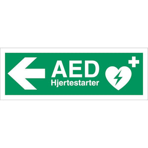 Skilt AED Hjertestarter Venstre 401627