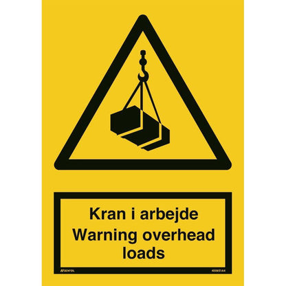 Skilt Kran i arbejde - Warning overhead loads 400651