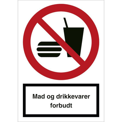 Skilt Mad og drikkevare forbudt F117